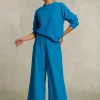 New River Woods Petrol lange wijde broek -