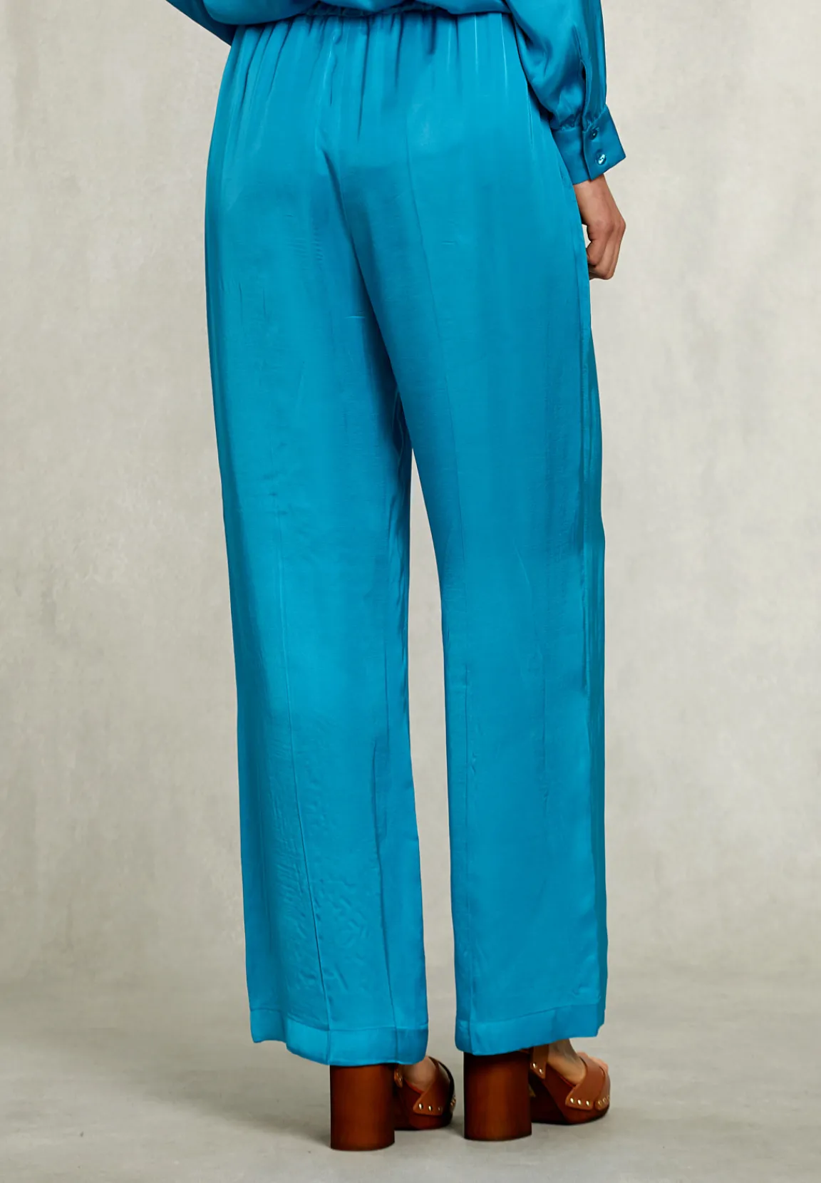 Clearance River Woods Petrol wijde broek elastische taille -