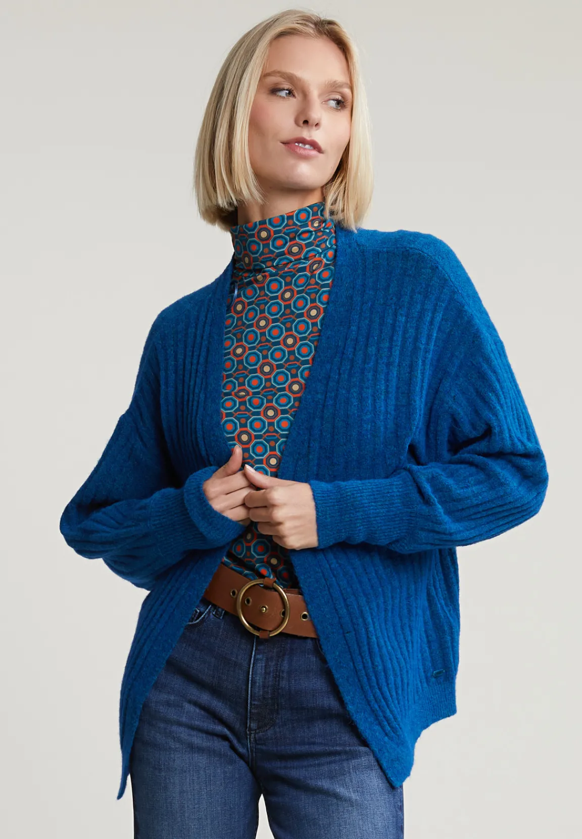Outlet River Woods Petrol wollen V-hals cardigan -
