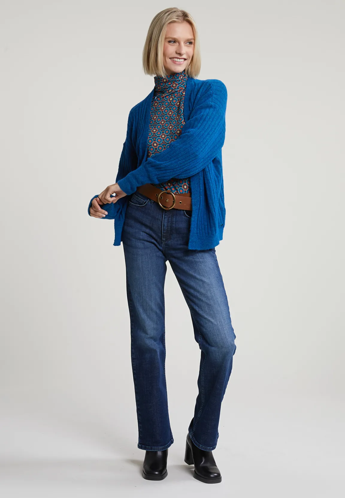 Outlet River Woods Petrol wollen V-hals cardigan -