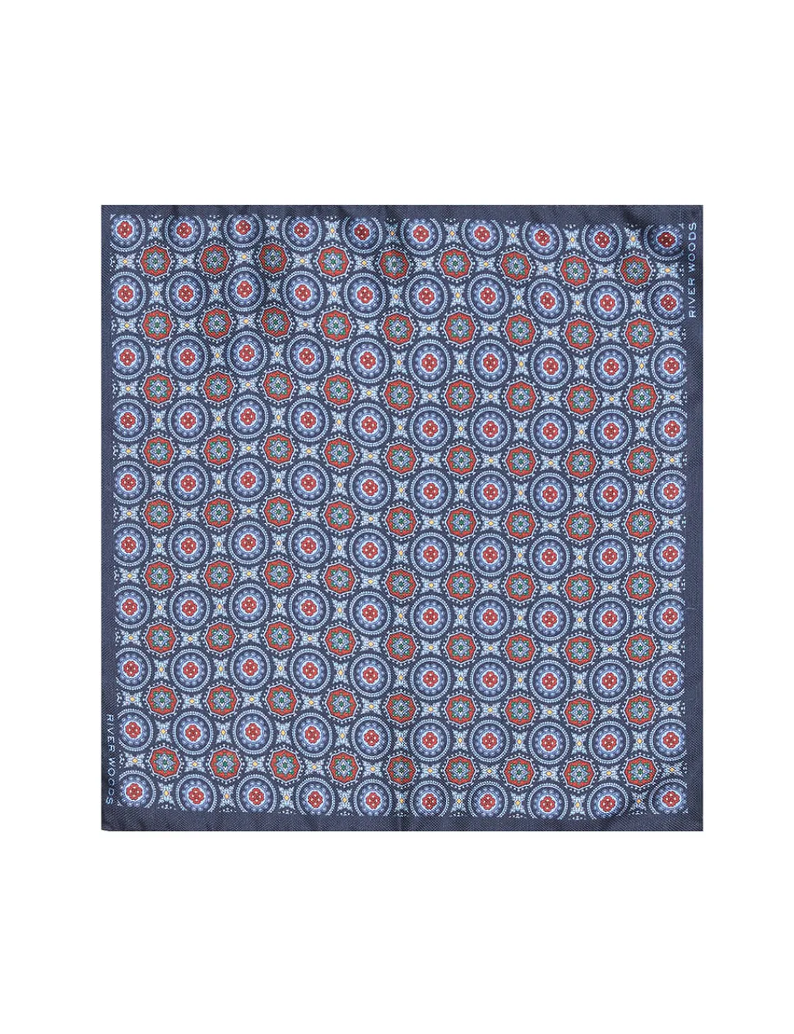 Fashion River Woods Pochet in wol en zijde in blauw -