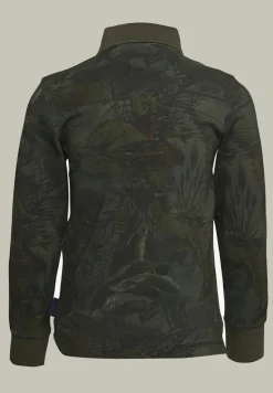 Discount River Woods Polo in bloemenprint lange mouwen kaki -