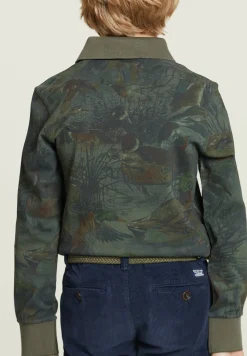 Discount River Woods Polo in bloemenprint lange mouwen kaki -