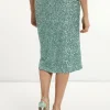 Fashion River Woods Rechte midirok met pailletten mintgroen -
