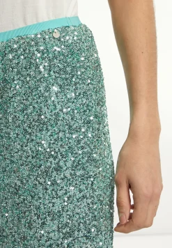 Fashion River Woods Rechte midirok met pailletten mintgroen -