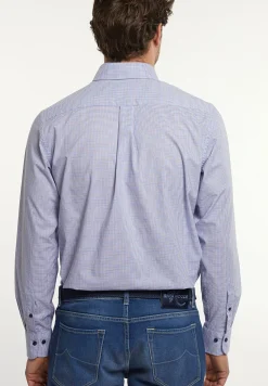 Clearance River Woods Regular fit comfort stretch hemd blauw/bruin -