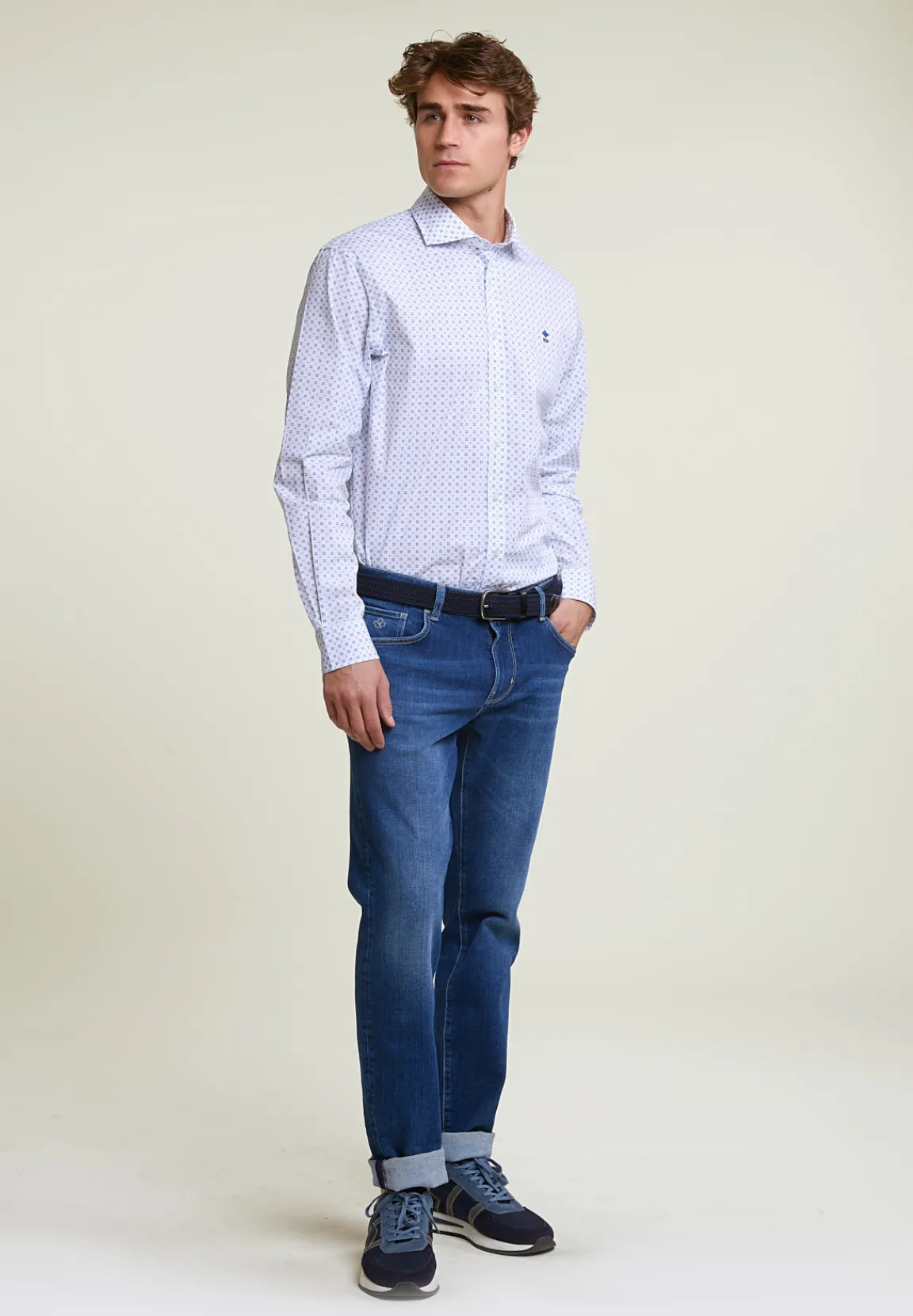 Sale River Woods Regular fit fantasiehemd blauw/wit -