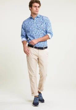 Discount River Woods Regular fit gebloemd hemd blauw -