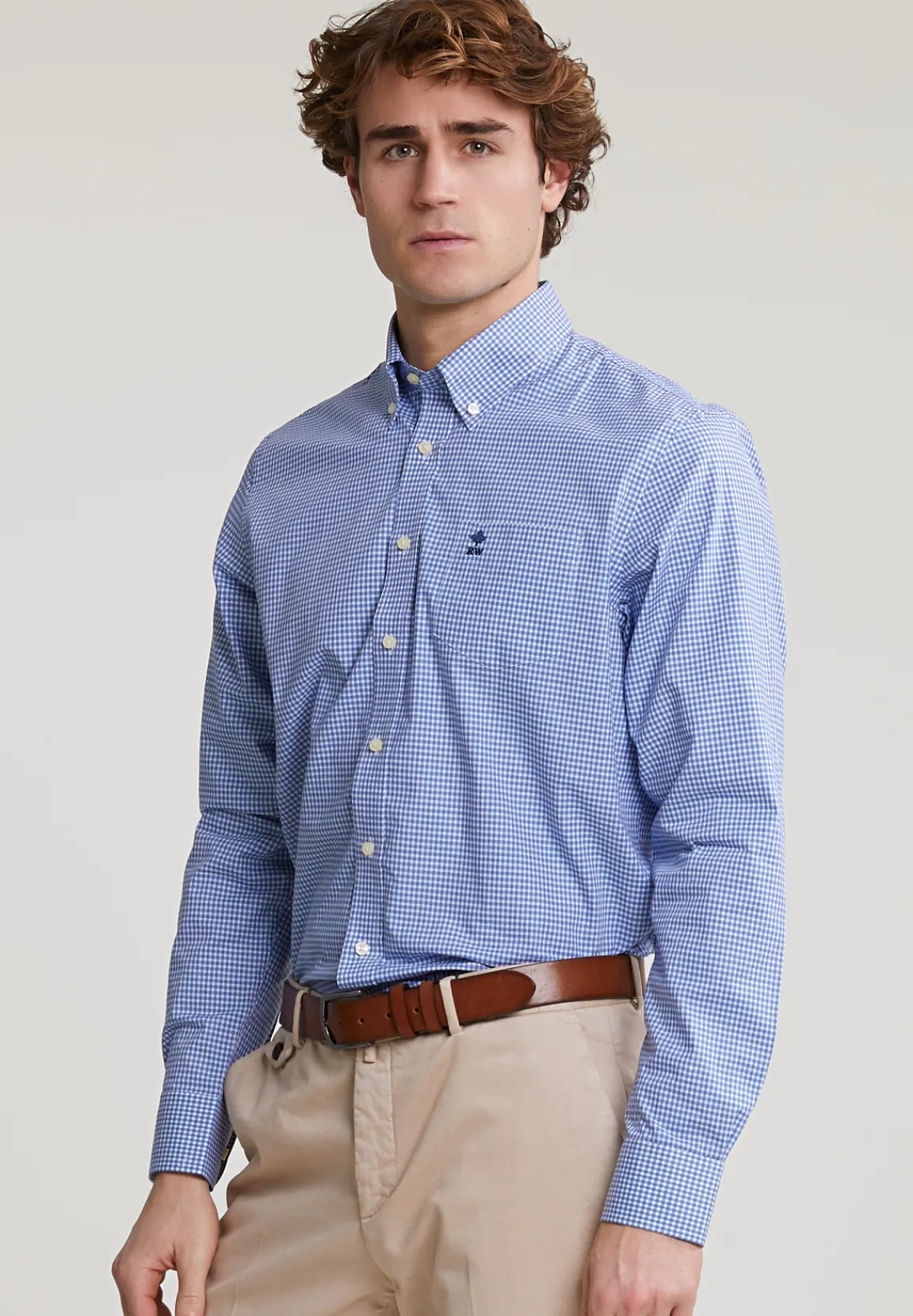 Best River Woods Regular fit geruit hemd blauw/wit -