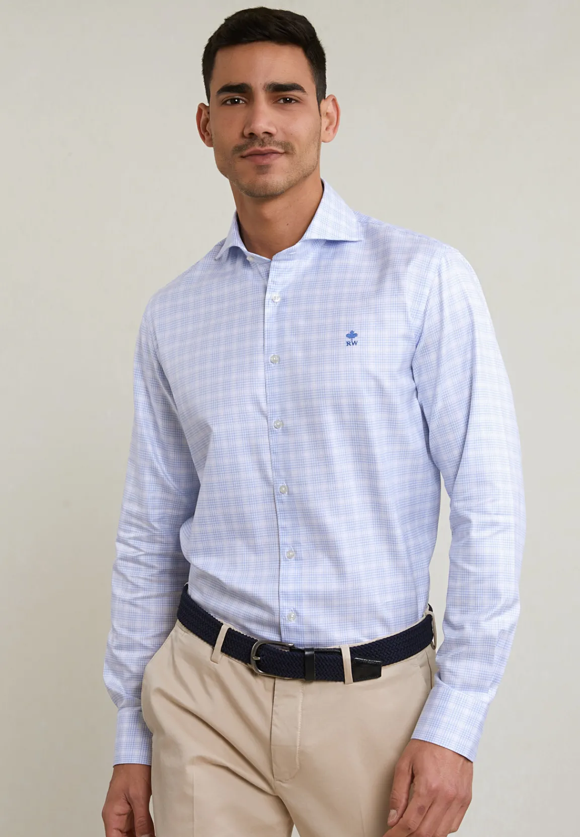 Online River Woods Regular fit geruit hemd blauw/wit -