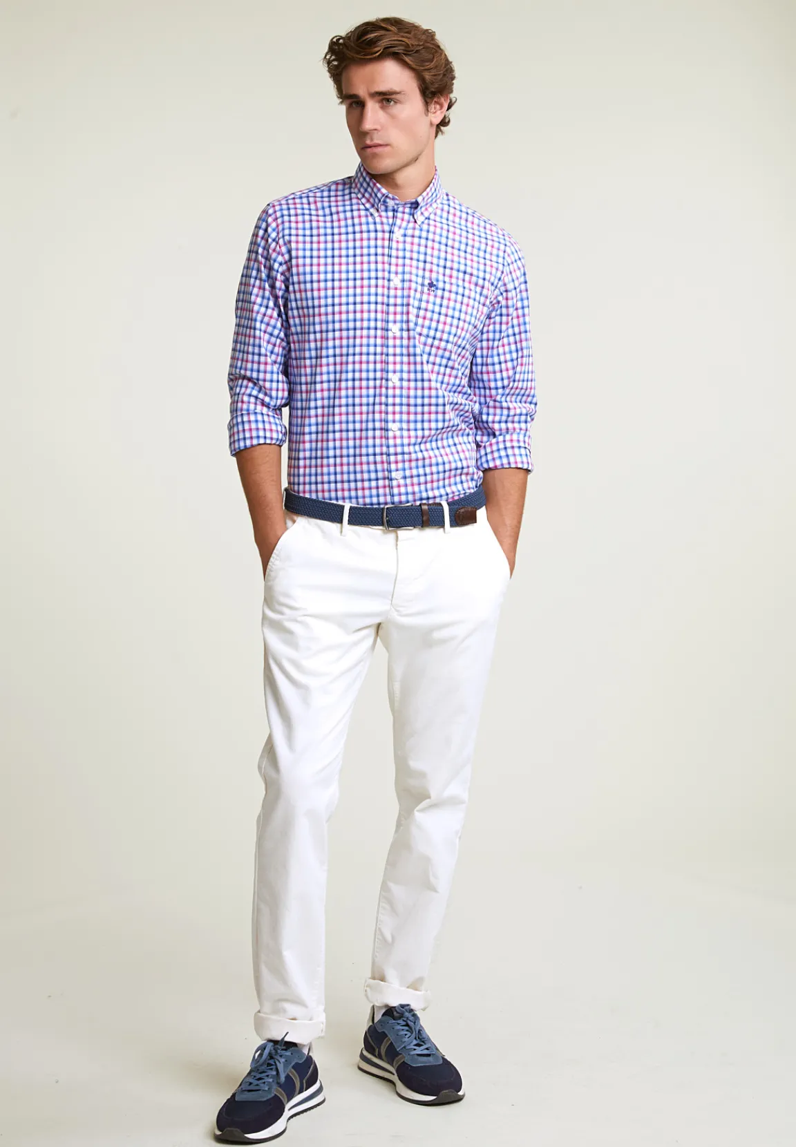 Outlet River Woods Regular fit geruit hemd borstzak lange mouwen multi -