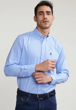 Fashion River Woods Regular fit geruit hemd met zak blauw/wit -