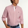 Sale River Woods Regular fit gestreept comfort stretch hemd rood/wit -