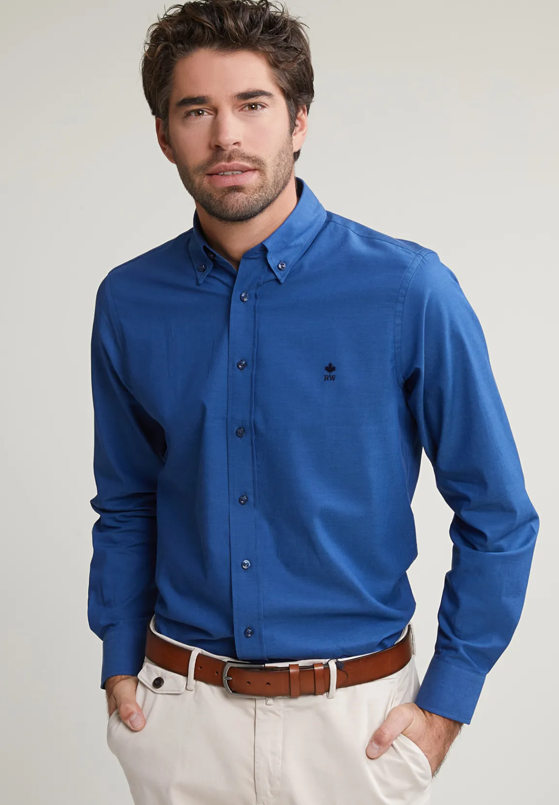 Best River Woods Regular fit katoenen effen hemd blauw -