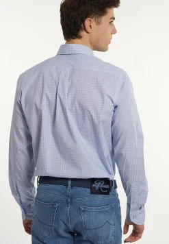 New River Woods Regular fit katoenen fantasiehemd blauw/ wit -