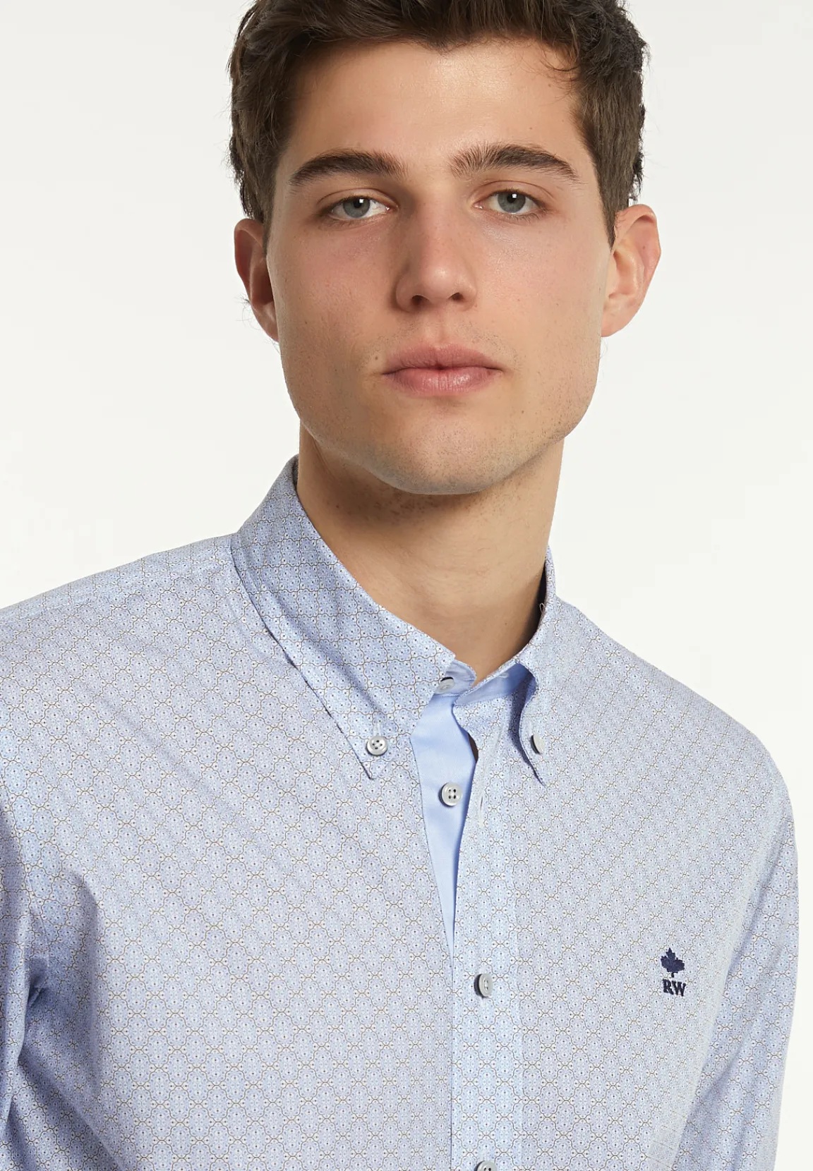 Discount River Woods Regular fit katoenen fantasiehemd blauw/bruin -