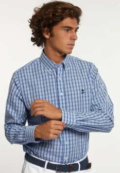 Best River Woods Regular fit katoenen geruit hemd blauw/groen -
