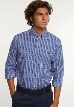 Online River Woods Regular fit katoenen geruit hemd blauw/rood -
