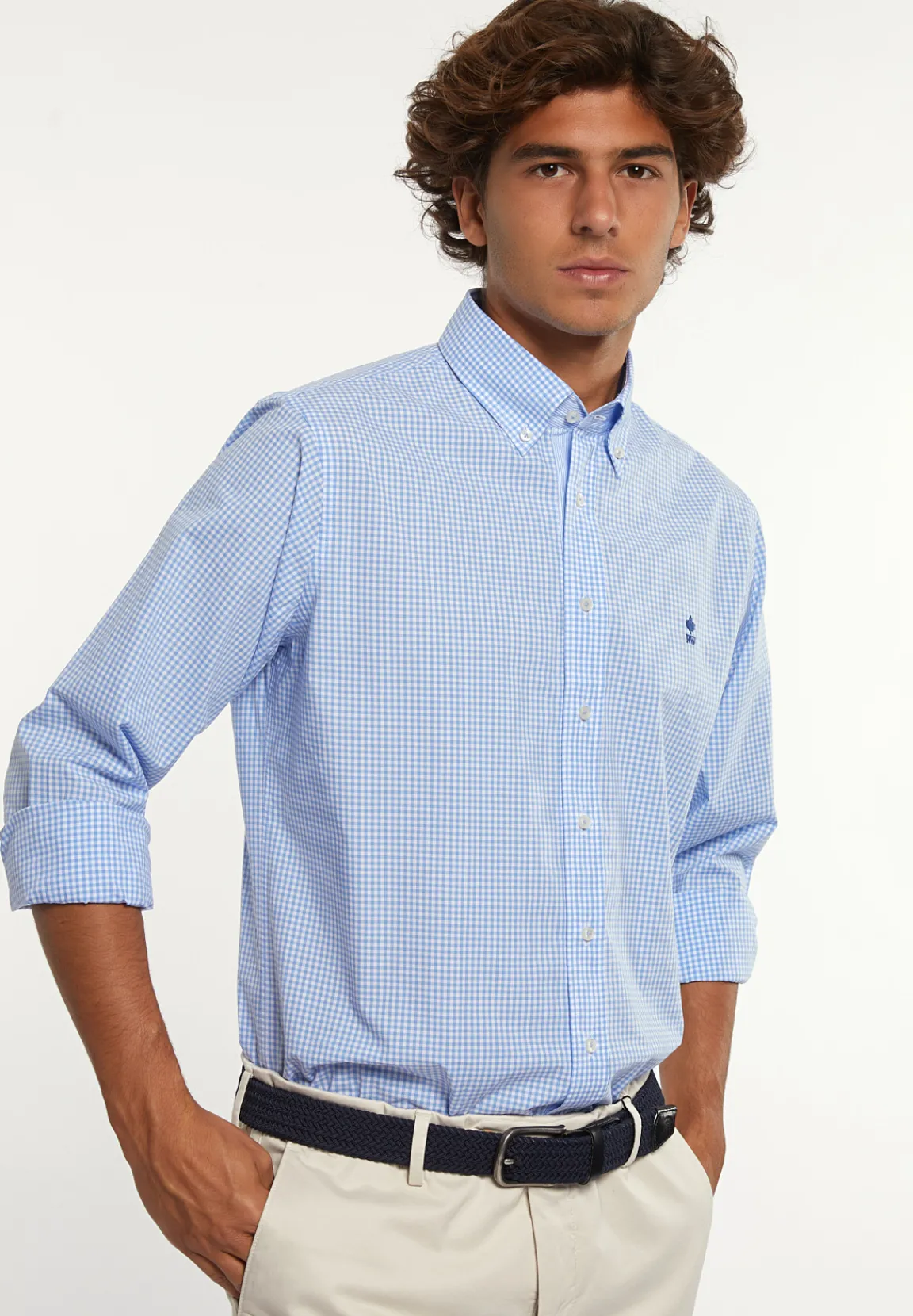 Online River Woods Regular fit katoenen geruit hemd blauw/wit -
