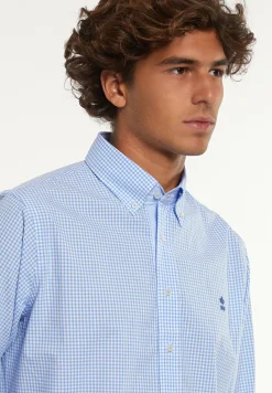 Online River Woods Regular fit katoenen geruit hemd blauw/wit -