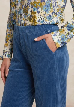 Online River Woods Ribfluwelen broek elastische taille blauw -