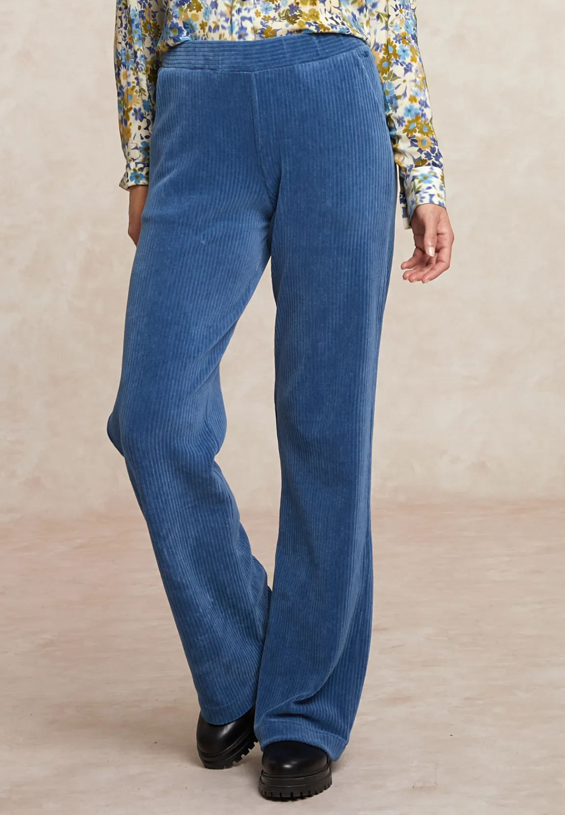 Online River Woods Ribfluwelen broek elastische taille blauw -