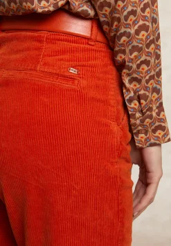 Online River Woods Ribfluwelen broek hoge taille oranje -