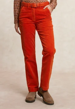Online River Woods Ribfluwelen broek hoge taille oranje -