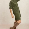Clearance River Woods Ribfluwelen jurk 3/4 mouwen kaki -