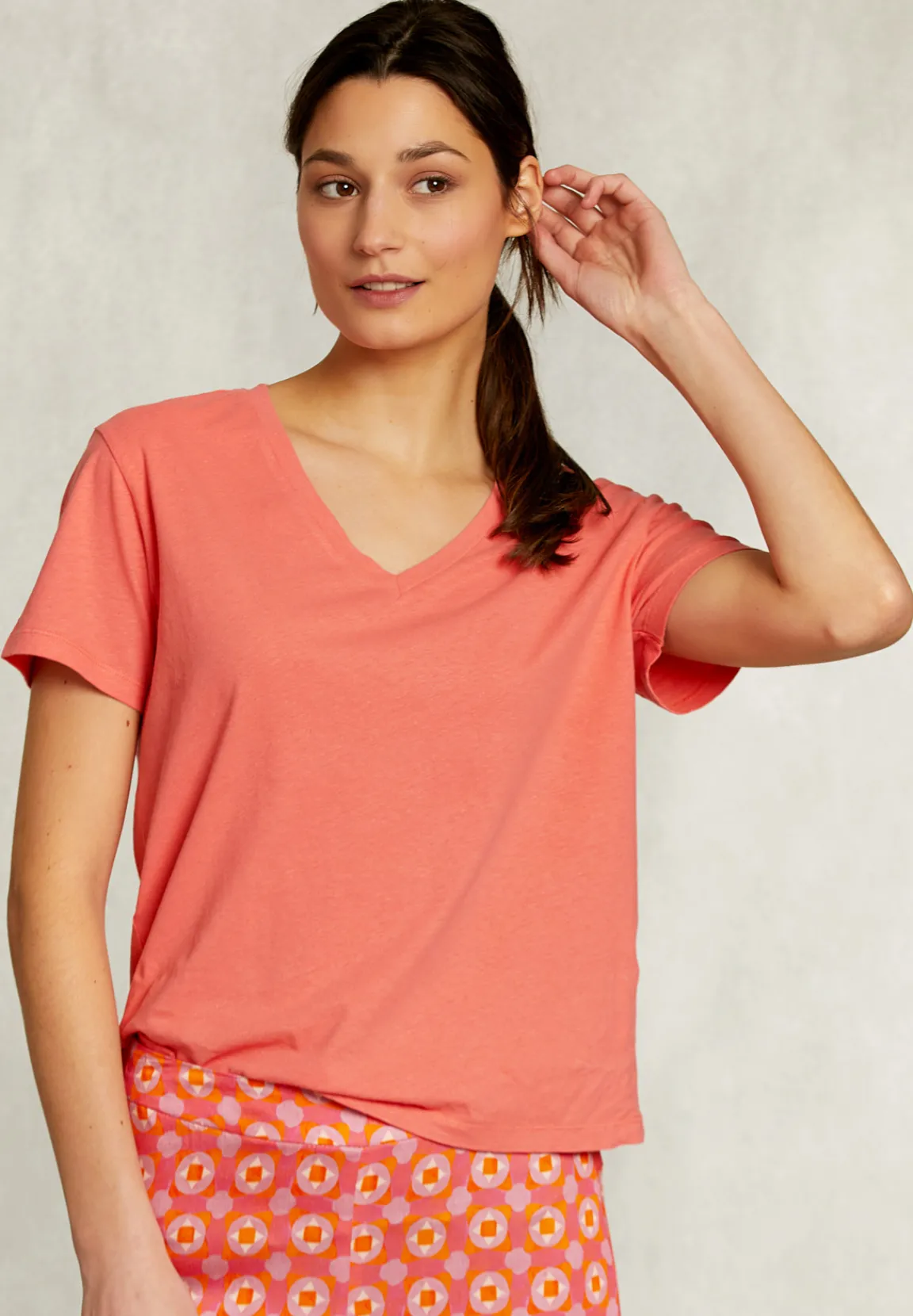 New River Woods Rode basic V-hals T-shirt -