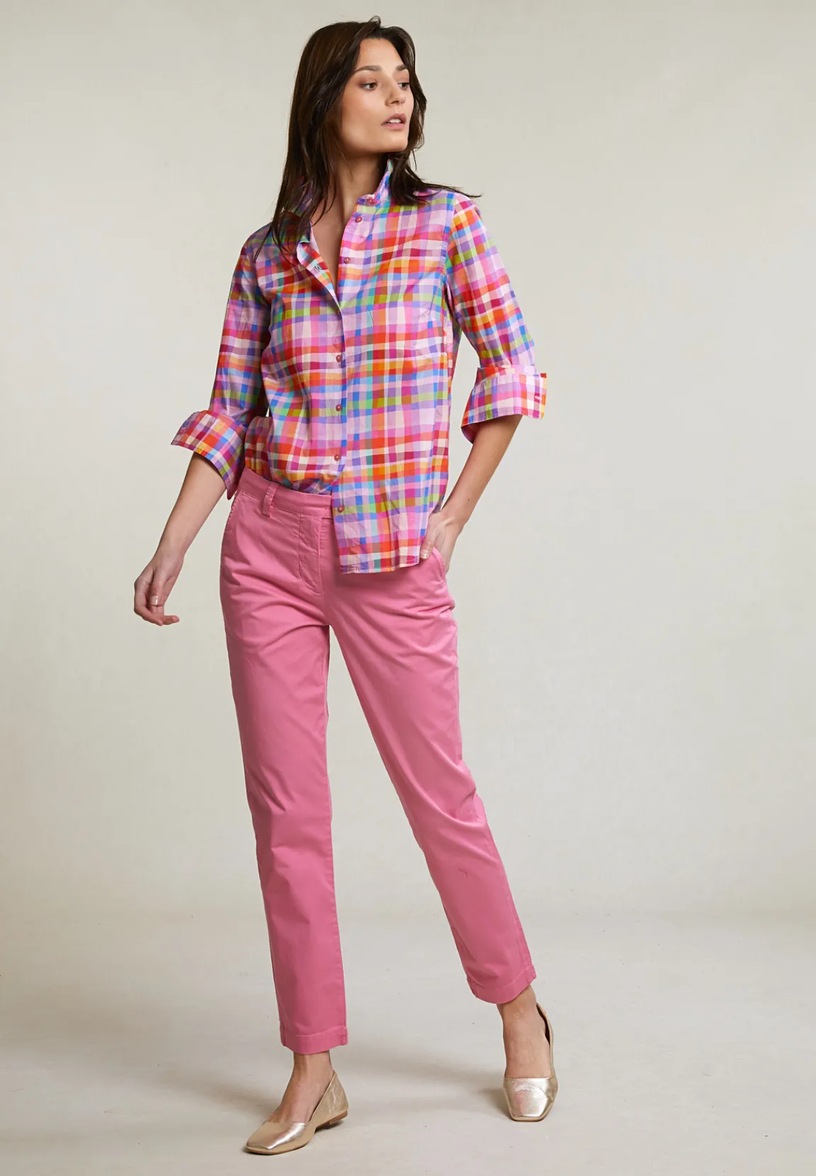 Online River Woods Roze basic stretch broek -