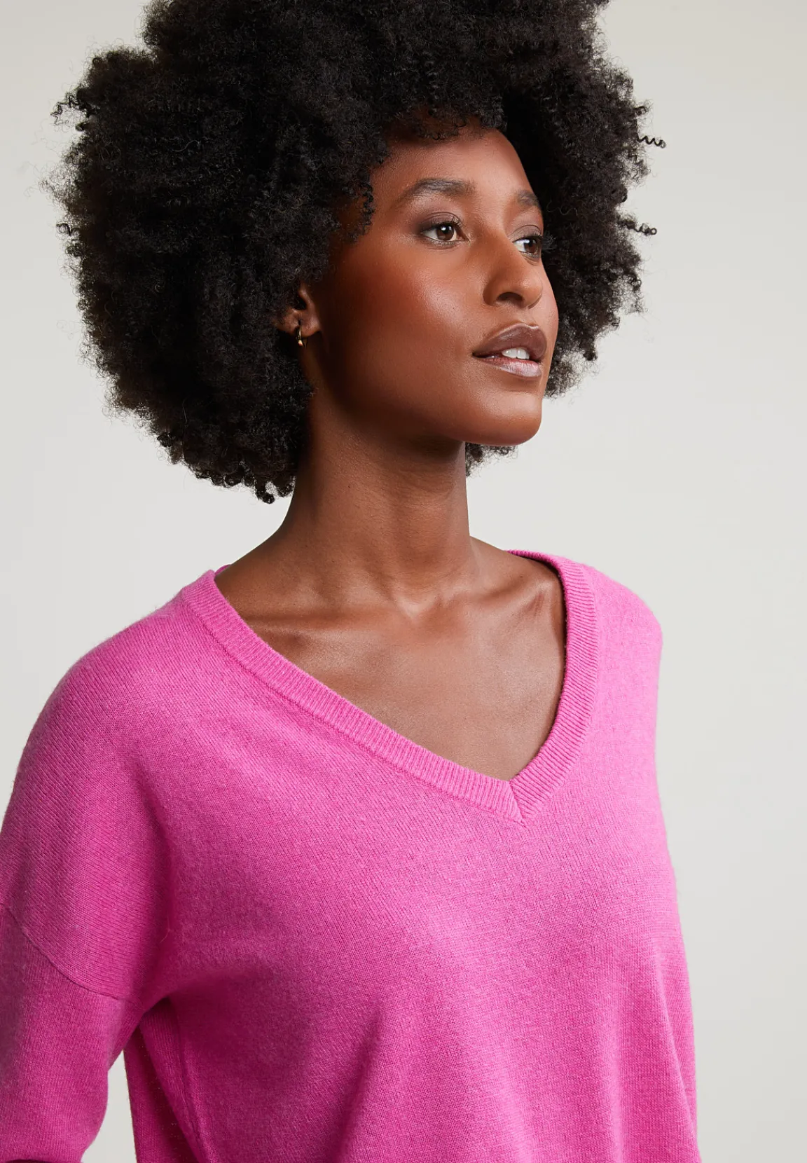 Best River Woods Roze basic V-hals trui lange mouwen -