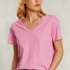 Discount River Woods Roze basic V-hals T-shirt -