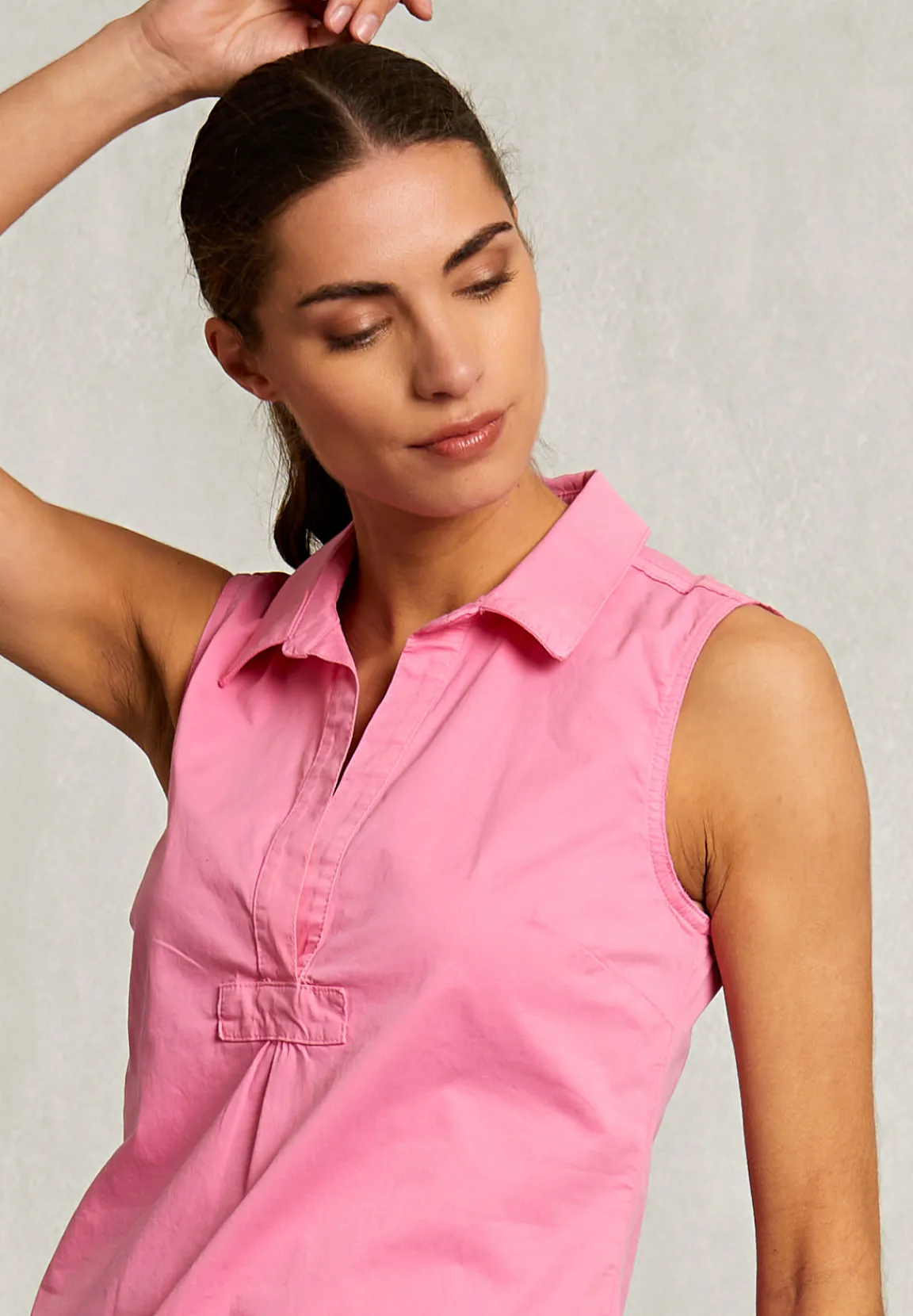 Hot River Woods Roze katoenen mouwloze V-hals jurk -