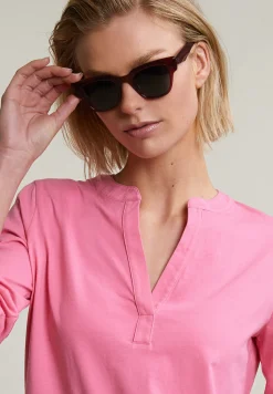 Best River Woods Roze V-hals T-shirt lange mouwen -