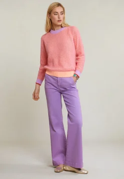Outlet River Woods Roze/paarse trui ronde hals lange mouwen -