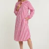 New River Woods Roze/wit gestreepte wijde jurk -