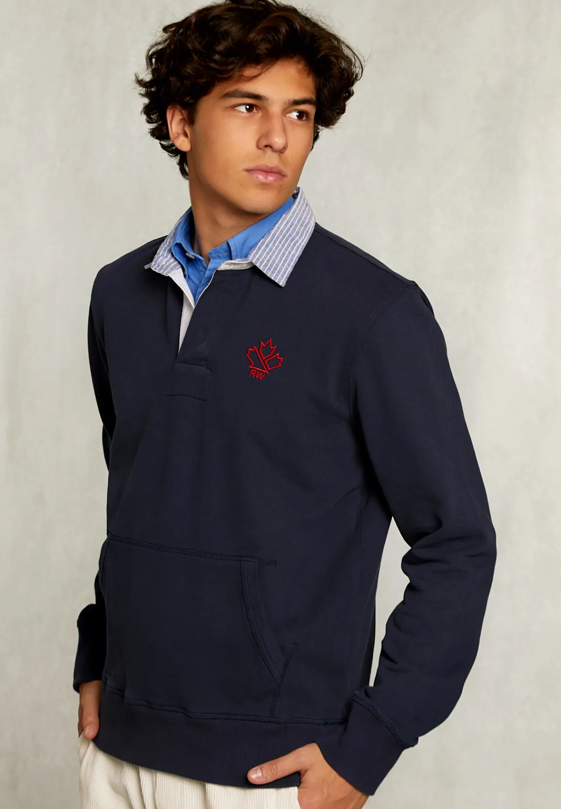 Best River Woods Rugby trui opgestikte zak navy -