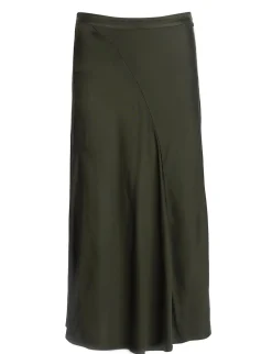 Fashion River Woods Satijnen midirok in groen -