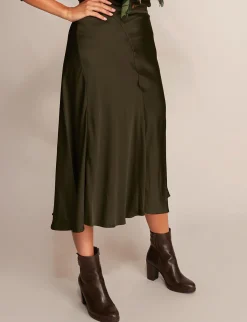Fashion River Woods Satijnen midirok in groen -