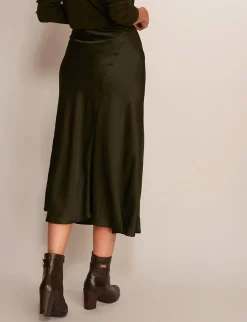 Fashion River Woods Satijnen midirok in groen -