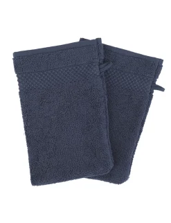 Online River Woods Set van twee washandjes in donkerblauw -