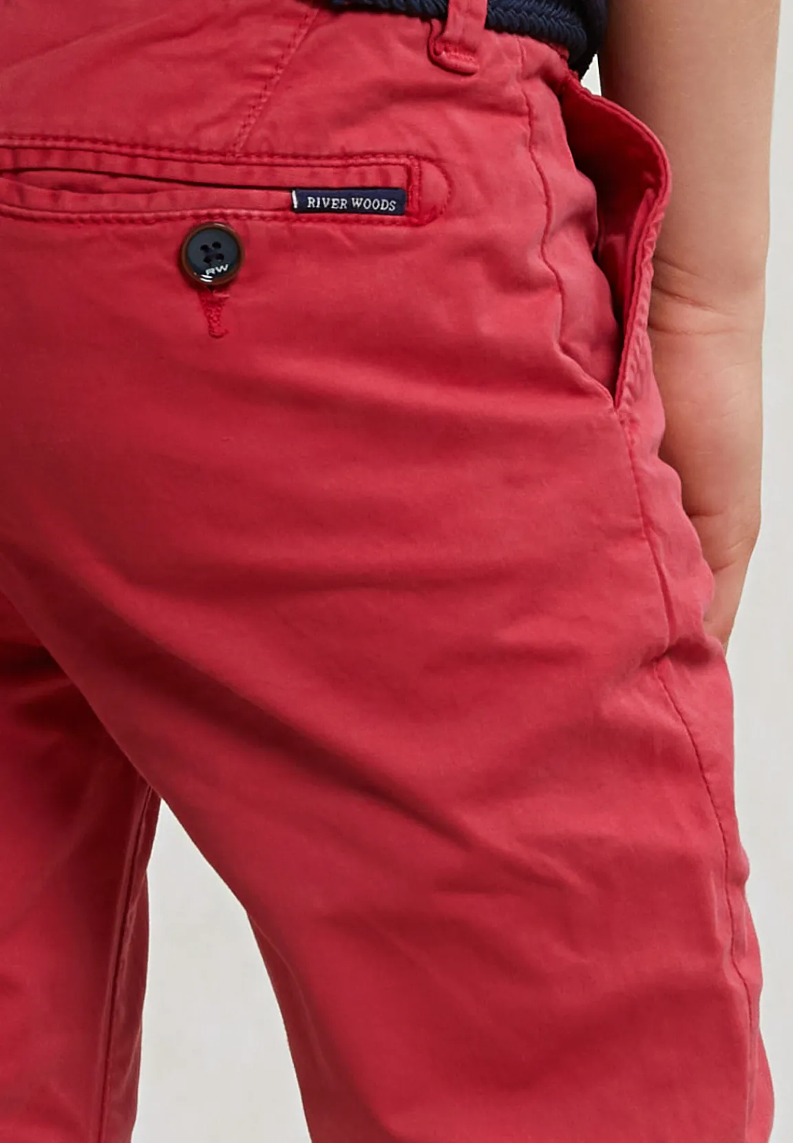 Outlet River Woods Slim fit basic chinobroek stretch bloody mary -
