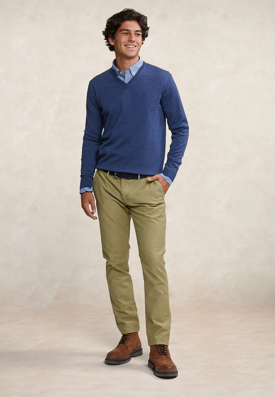 Fashion River Woods Slim fit basic chinobroek ditch green -
