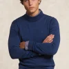 Online River Woods Slim fit basic merinotrui opstaande kraag denim blue mix -