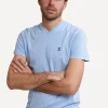 Best River Woods Slim fit basic pima katoen V-hals T-shirt sky mix -