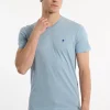 Clearance River Woods Slim fit basic pima katoen V-hals T-shirt soft frost mix -