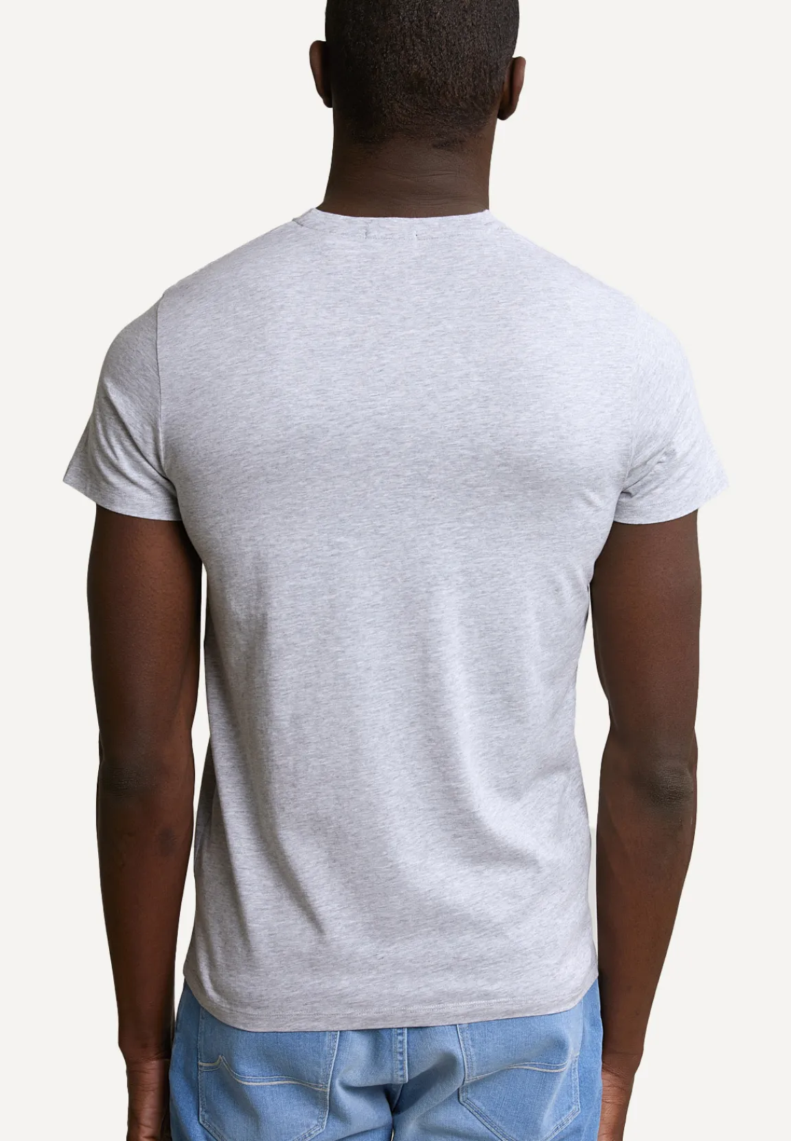 Best River Woods Slim fit basic pima katoen V-hals T-shirt oyster mix -