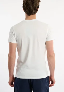 Discount River Woods Slim fit basic pima katoen V-hals T-shirt wit -