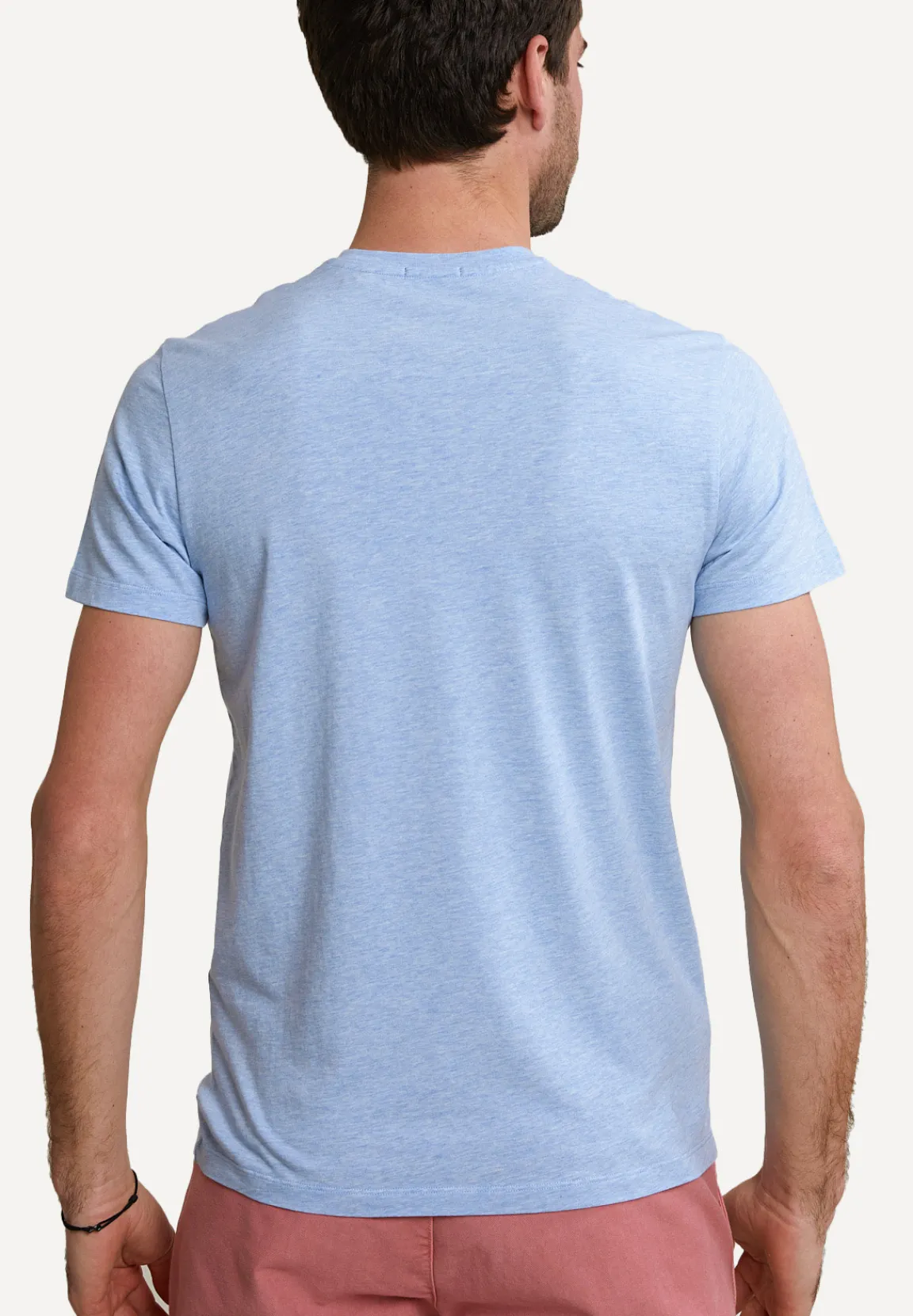 Best River Woods Slim fit basic pima katoen V-hals T-shirt sky mix -